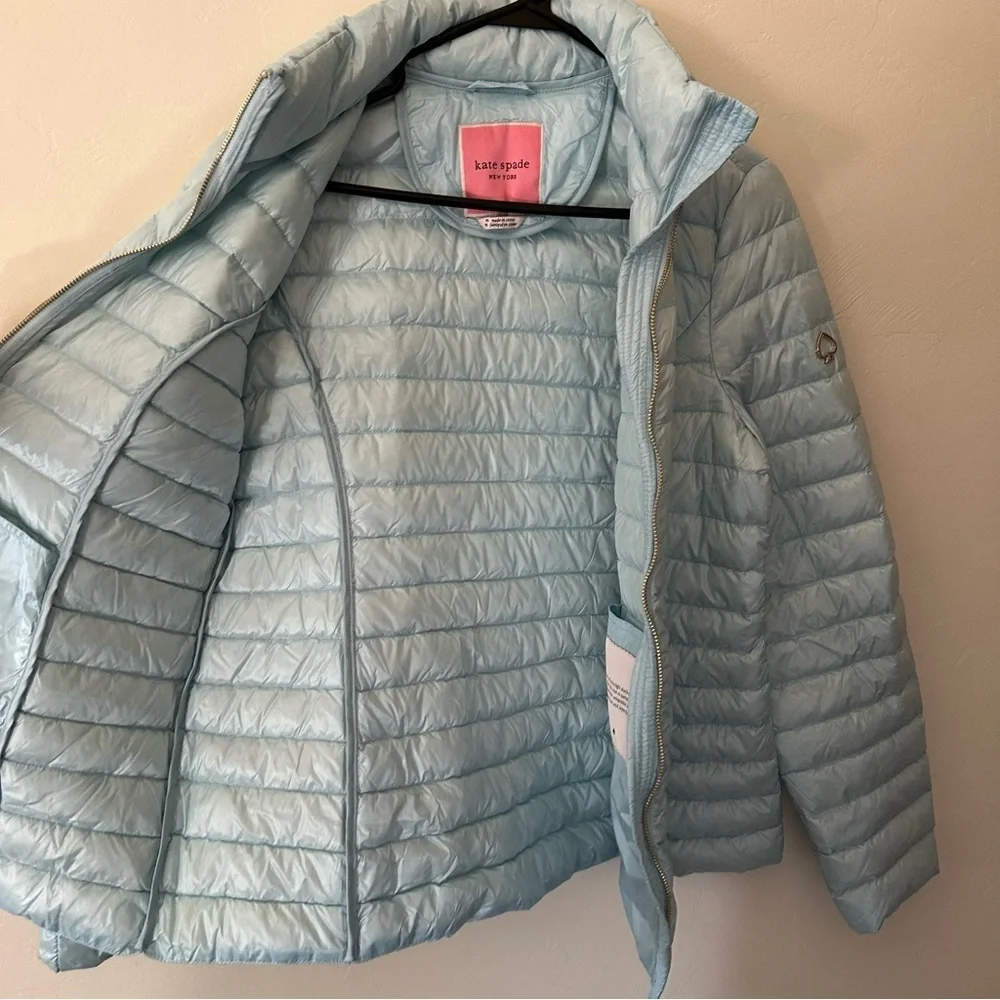 Kate Spade Packable Down Jacket Frosty Sky Blue